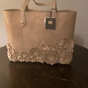 New Frye Mellisa Floral Snake Embossed Leather Bag